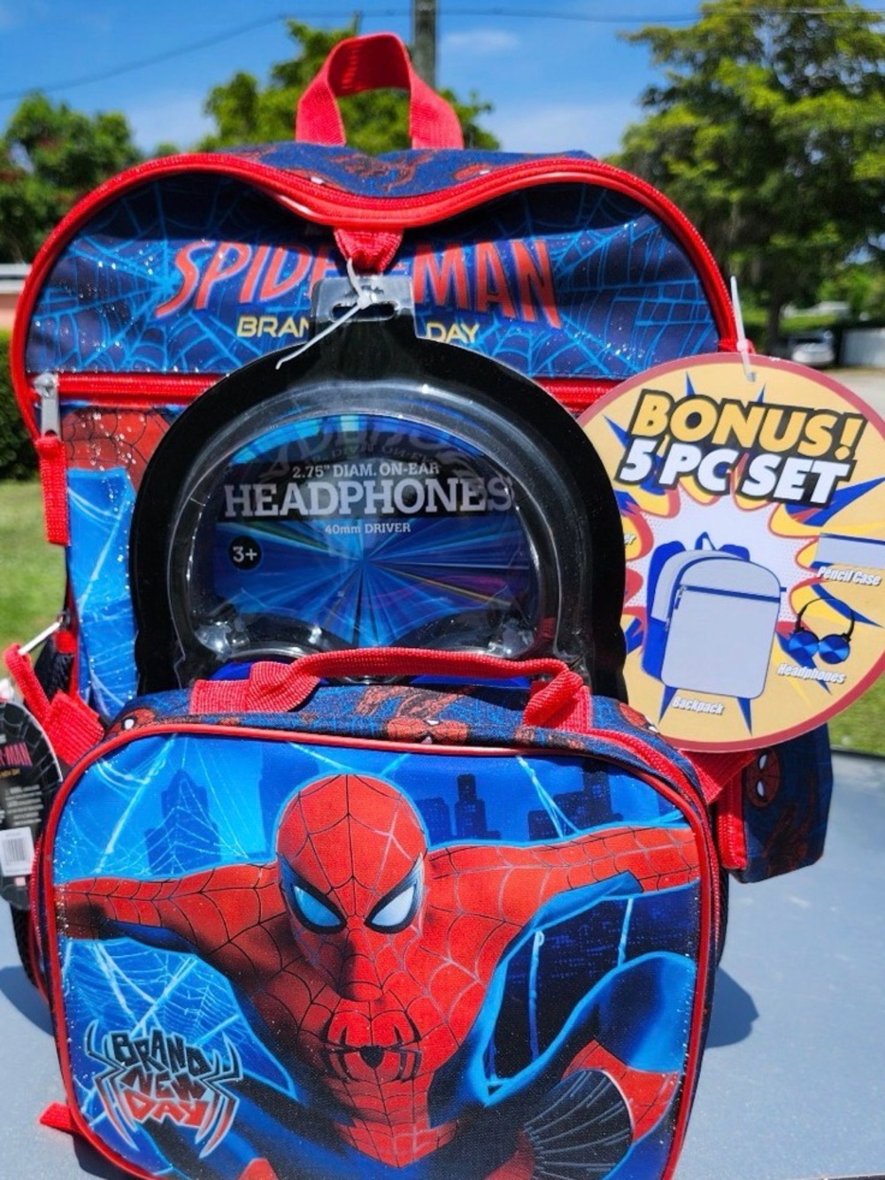 Spiderman Kids Backpack & Lunch Bag Set - 5pc set